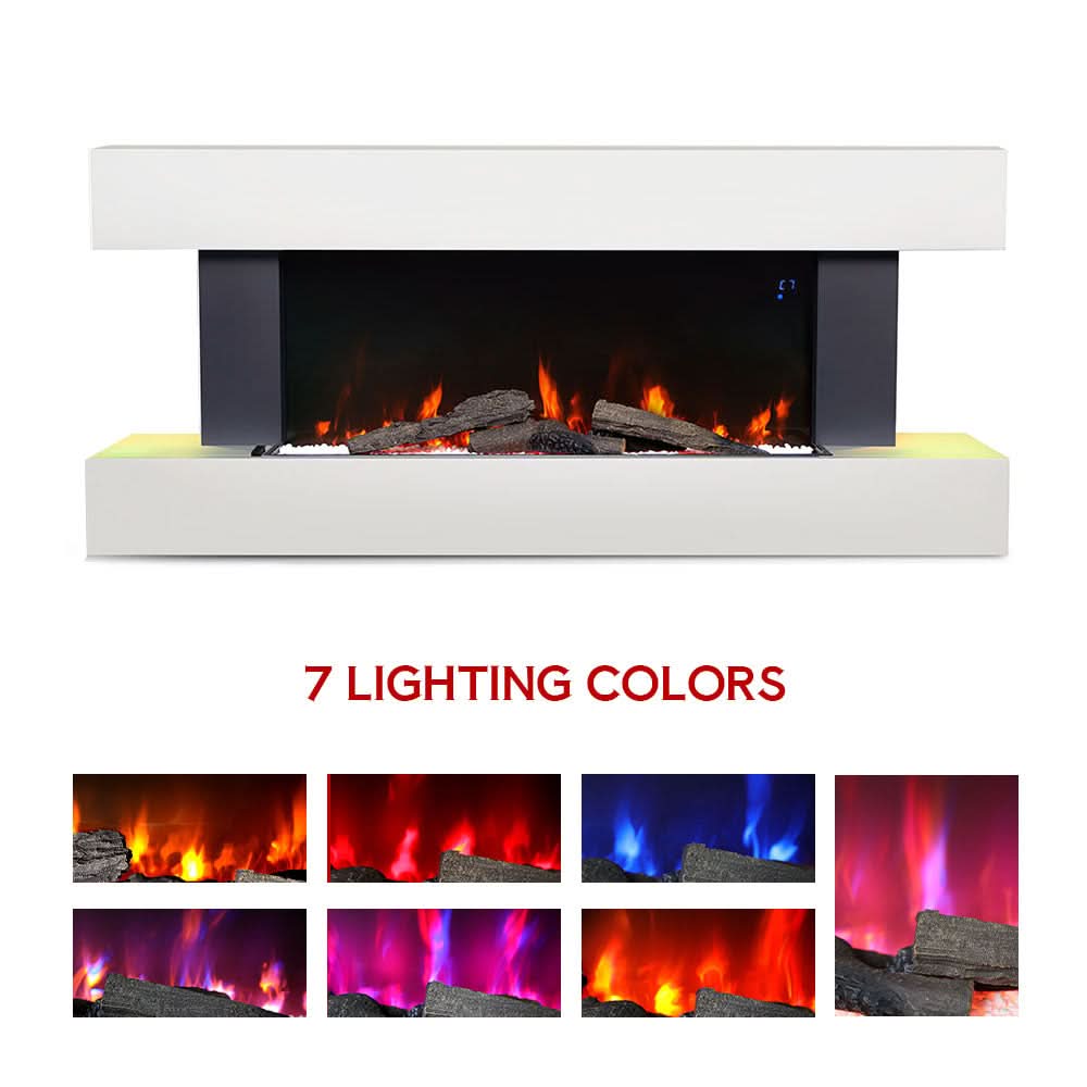 1000W/2000W Wall Mounted/Freestanding Electric Fireplace with Mantel 7