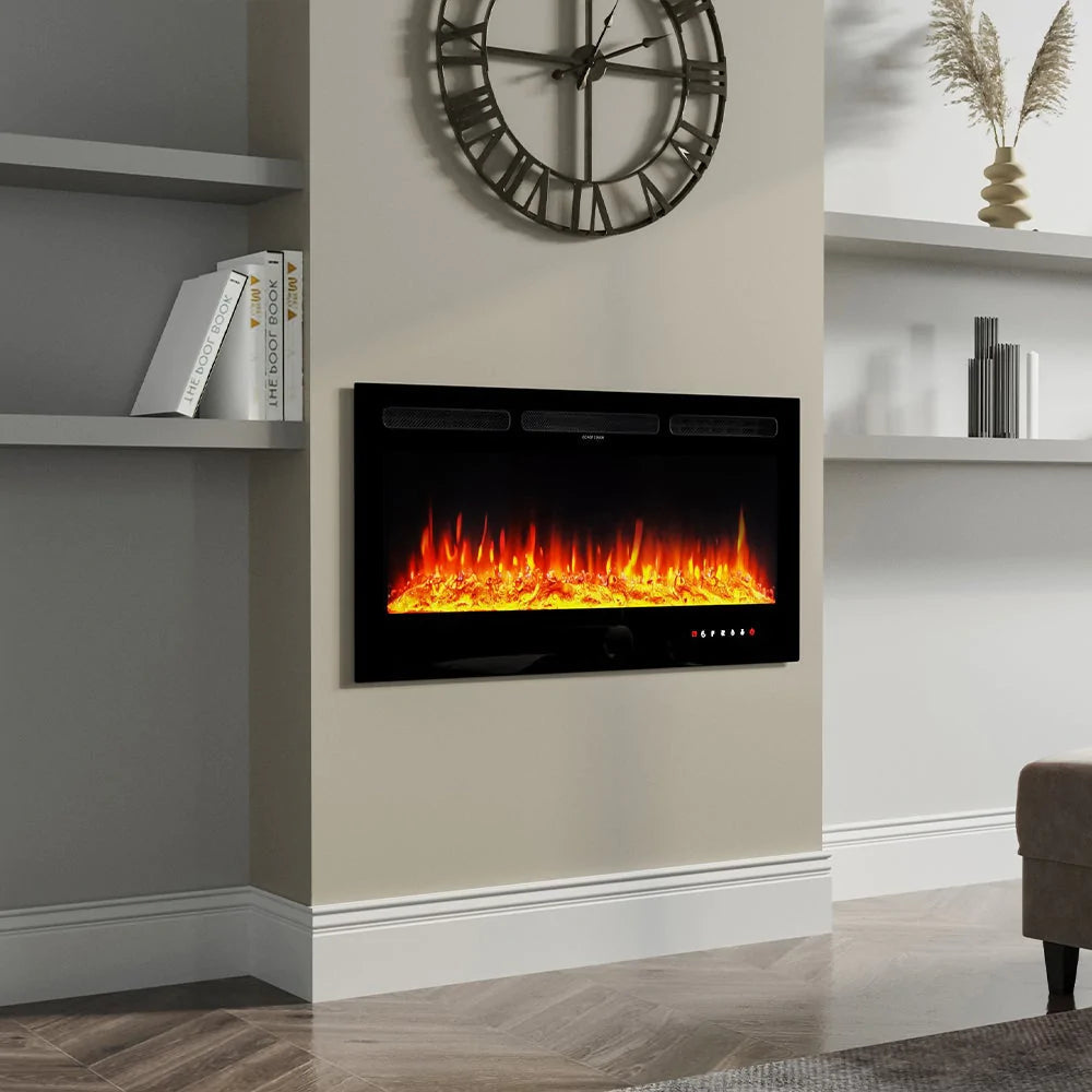40 Inch Insert/Wall Mounted Electric Fireplace with Crystal Decor and Remote Control 3
