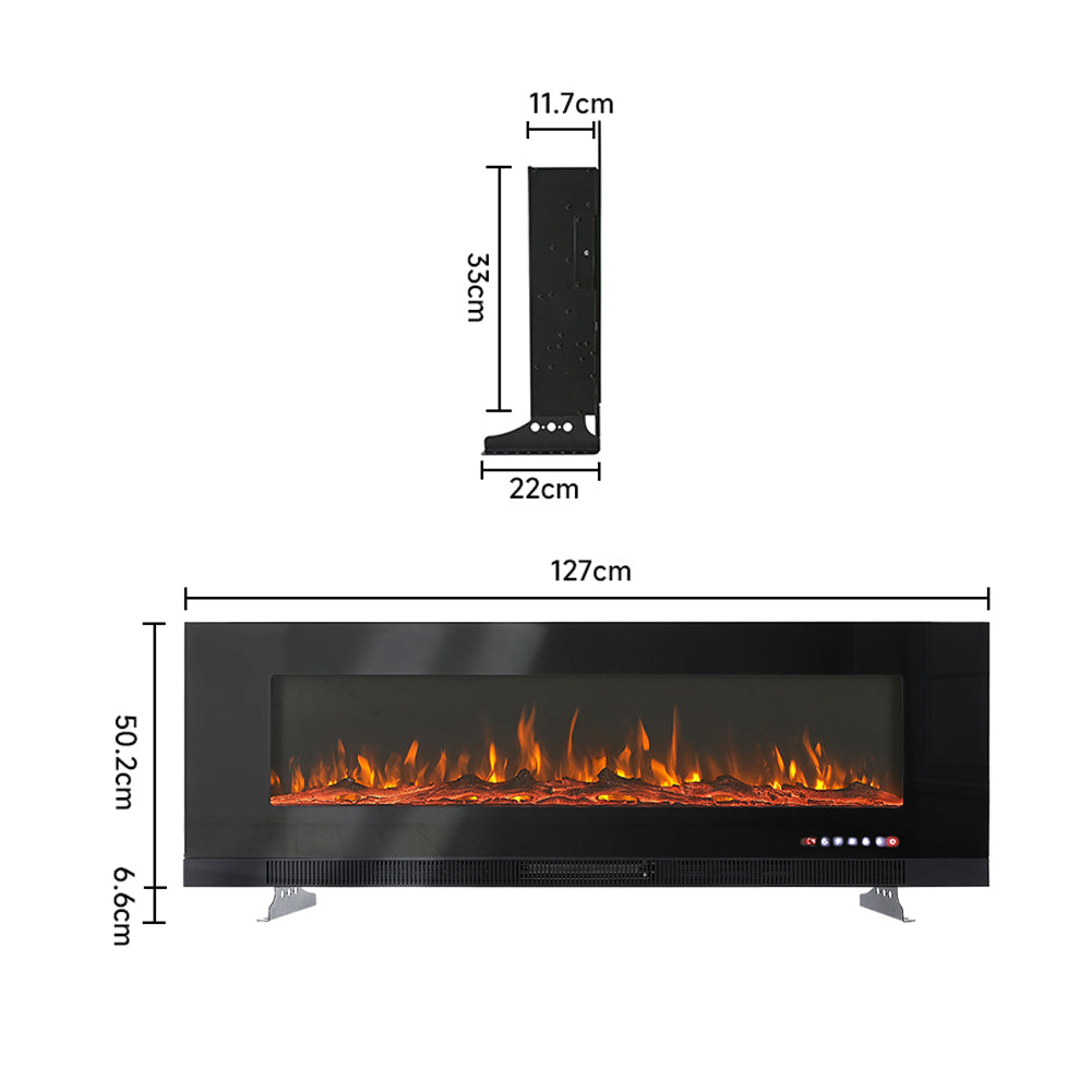 50/60/72 Inch Best Modern LED Electric Fireplace Inserts with Colour and Brightness Setting Wall Mounted 0