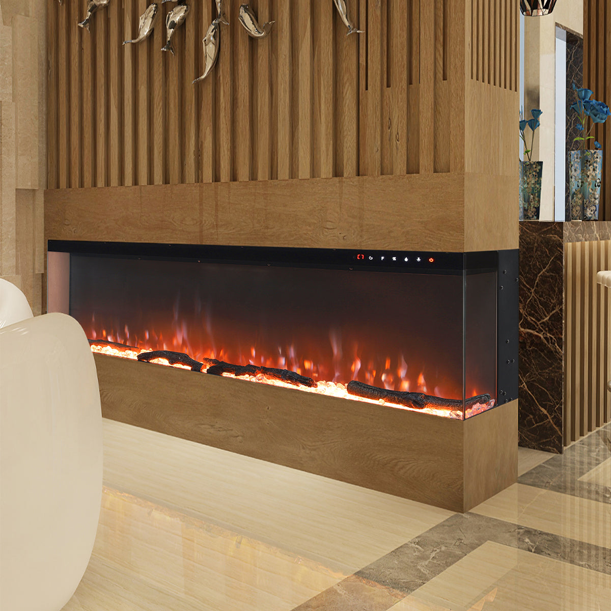 60inch Recessed and Freestanding Electric Fireplace with Remote Control 3