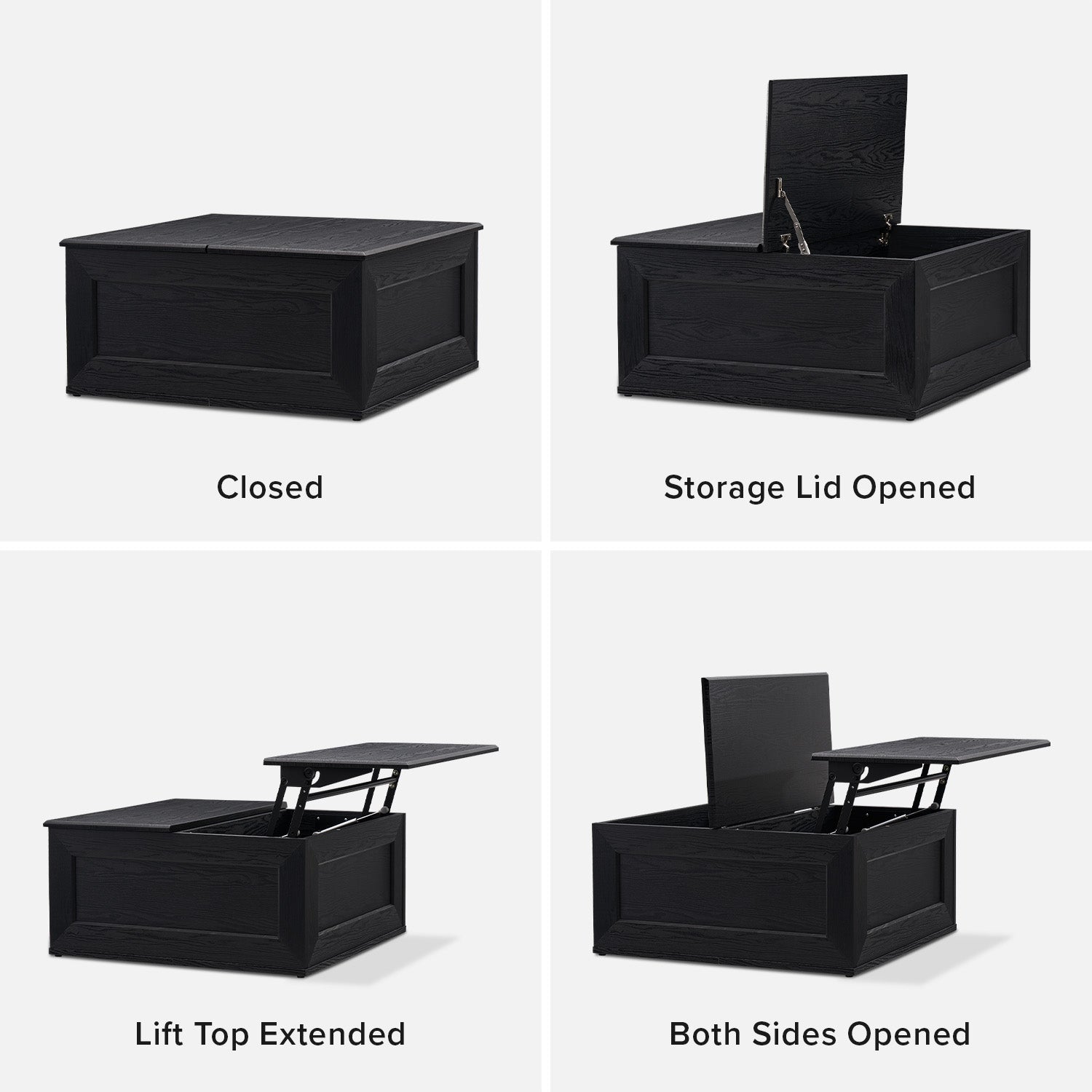 Kura lift-top storage coffee table in Black Oak-effect finish — MOKURRA