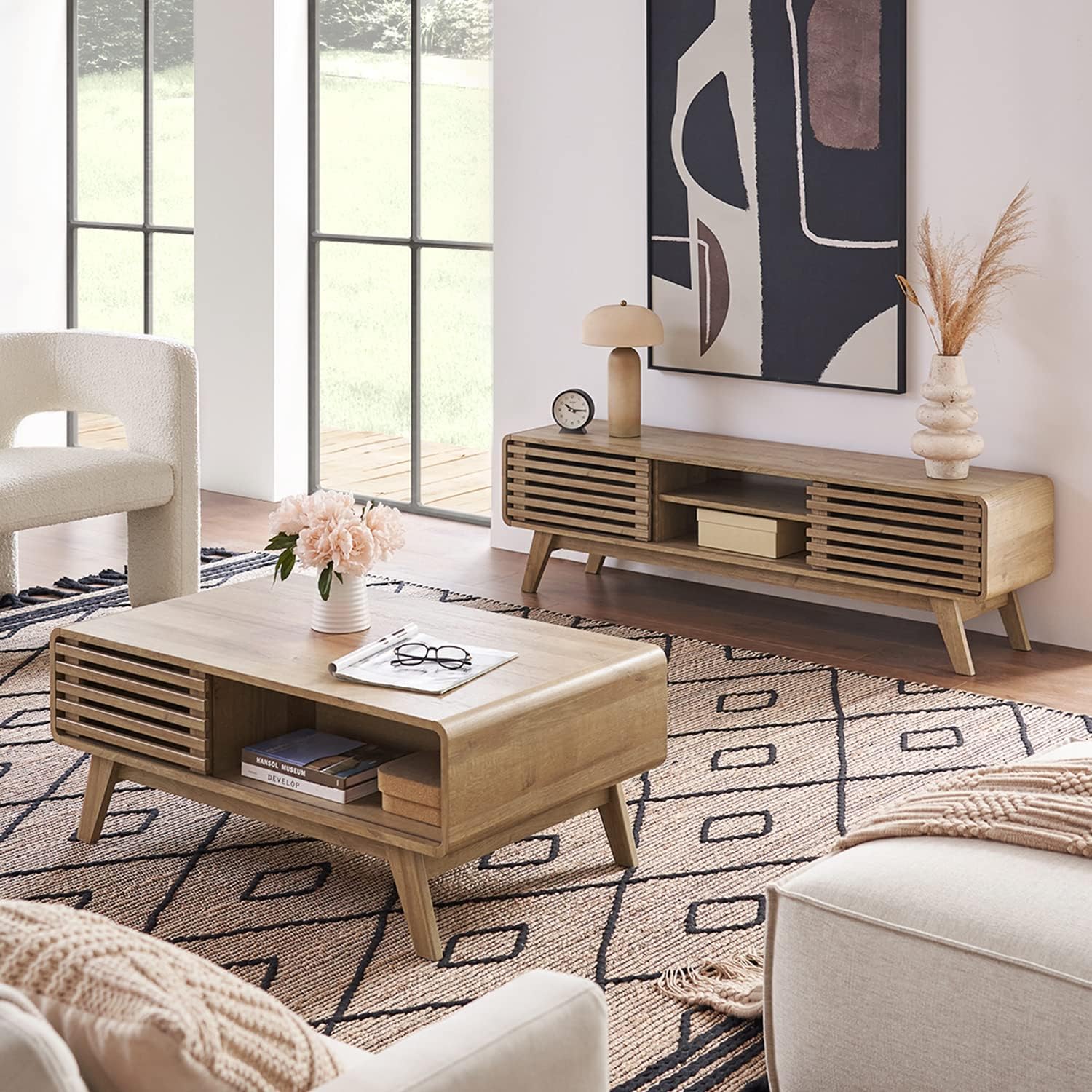 Kanso storage coffee table in oak-effect finish — MOKURRA