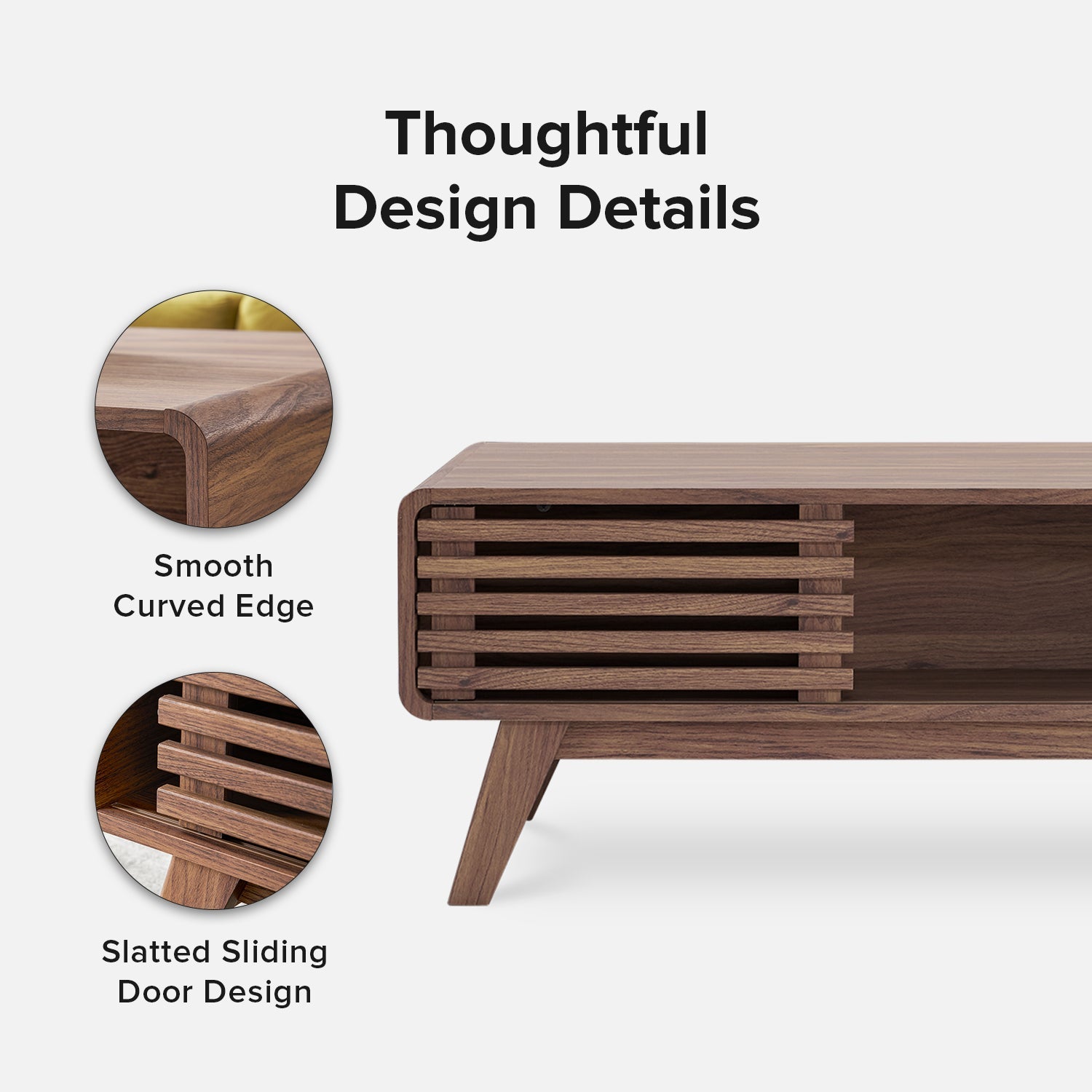 Kanso storage coffee table in walnut-effect finish — MOKURRA