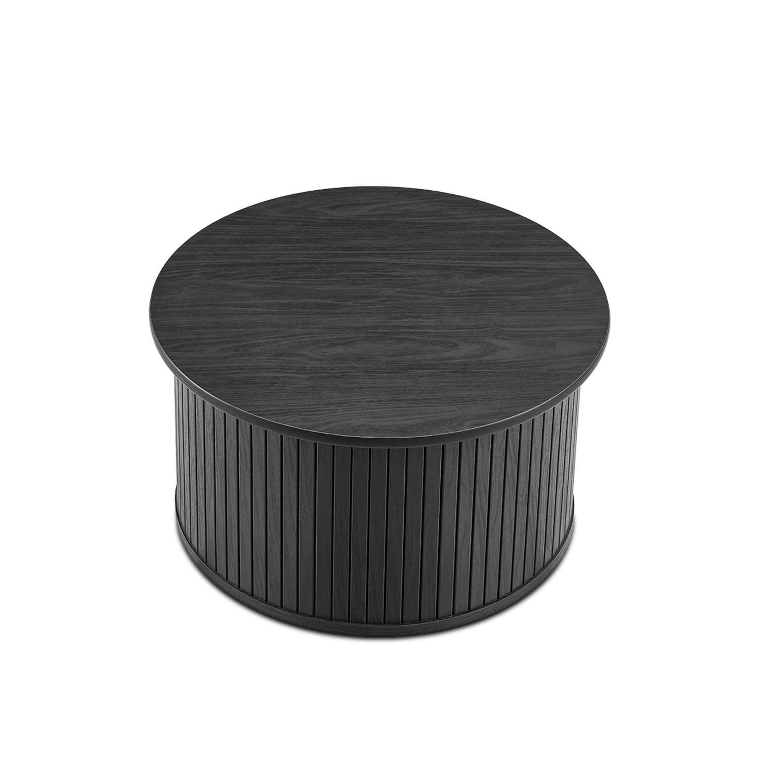 En oval slatted-tambour storage coffee table in Black finish — MOKURRA