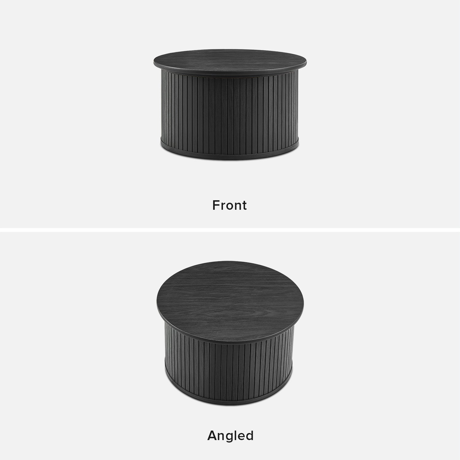 En oval slatted-tambour storage coffee table in Black finish — MOKURRA