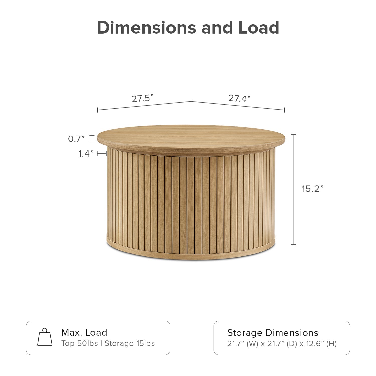 En oval slatted-tambour storage coffee table in Light Oak-effect finish — MOKURRA