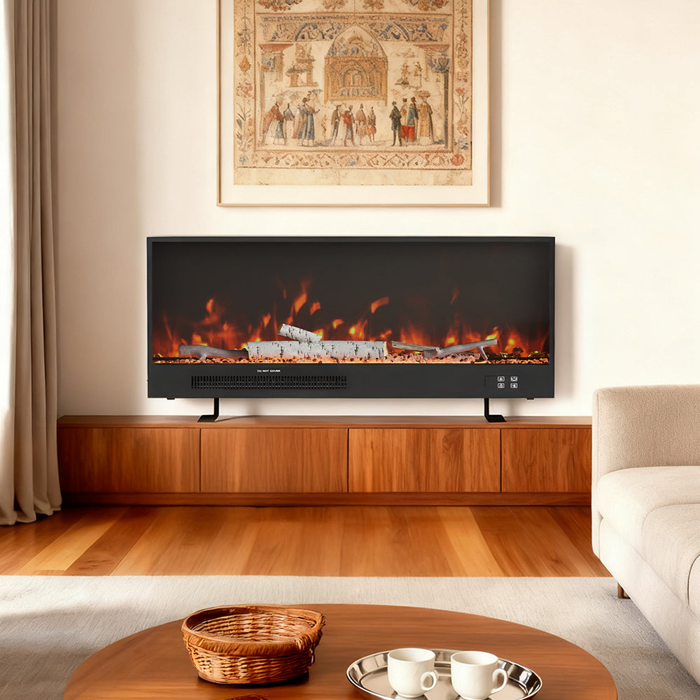 Recessed Electric Fireplace with Remote Control & Adjustable Flame Brightness 4
