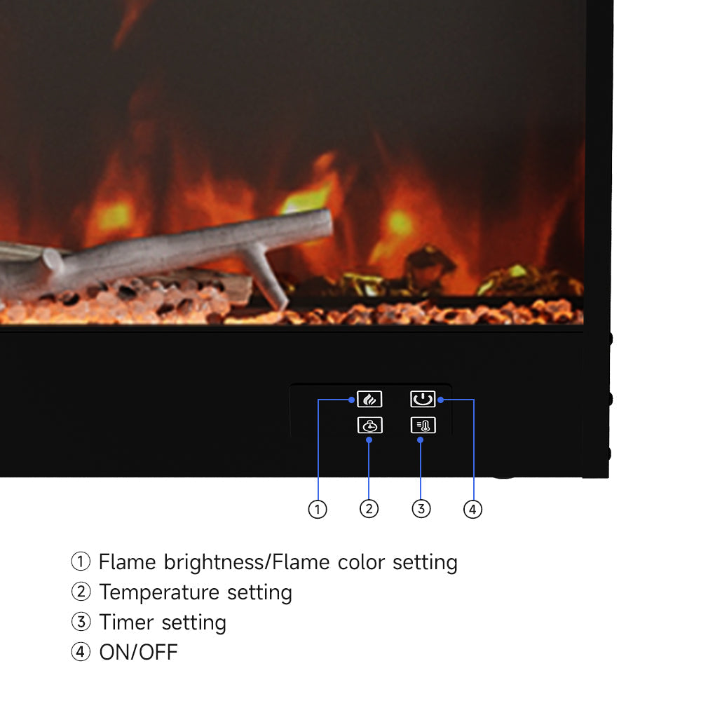 Recessed Electric Fireplace with Remote Control & Adjustable Flame Brightness 6