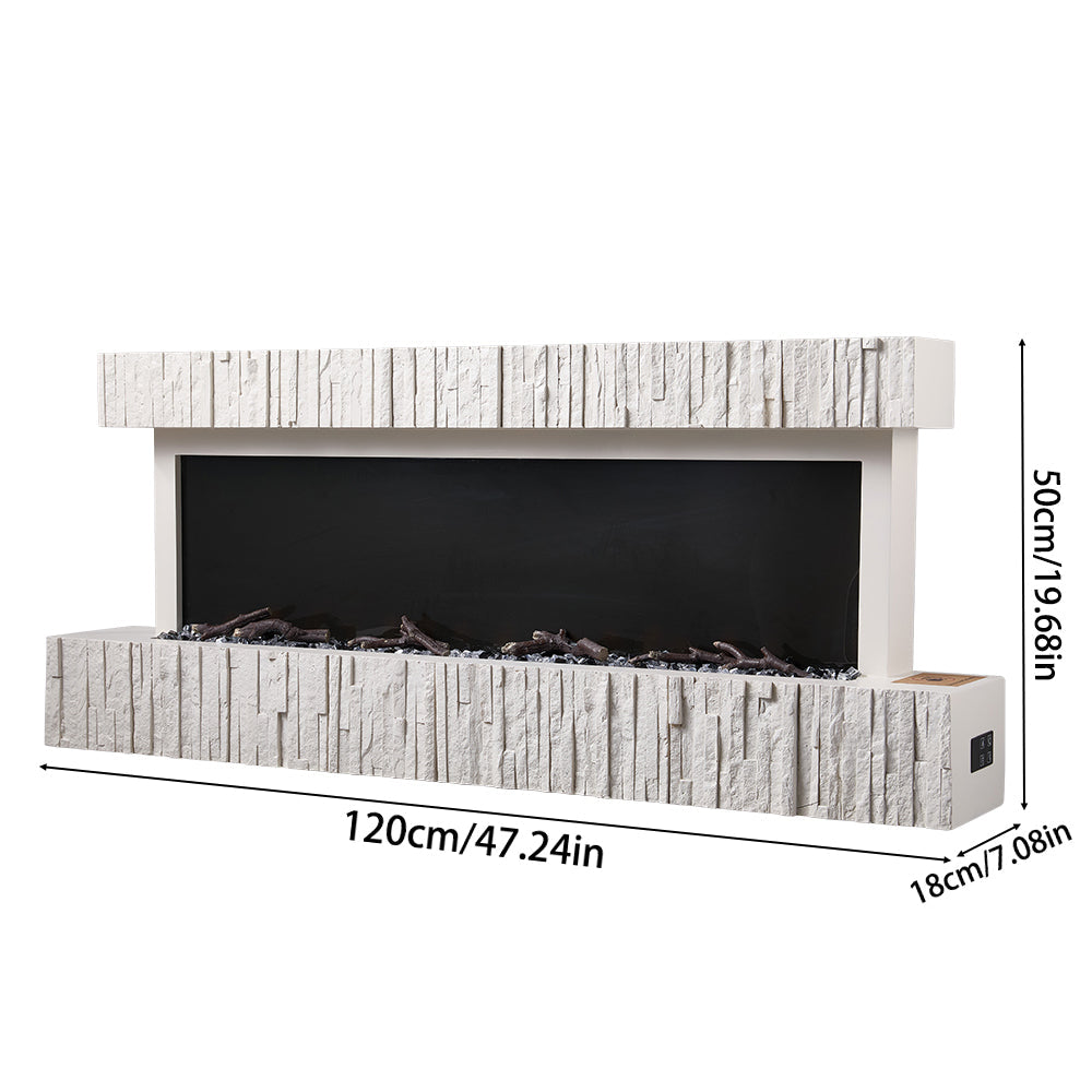 Wall Mounted Electric Fireplace with Adjustable Flame Brightness 0