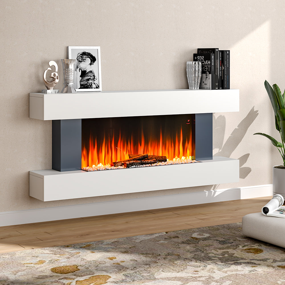 1000W/2000W Wall Mounted/Freestanding Electric Fireplace with Mantel 2