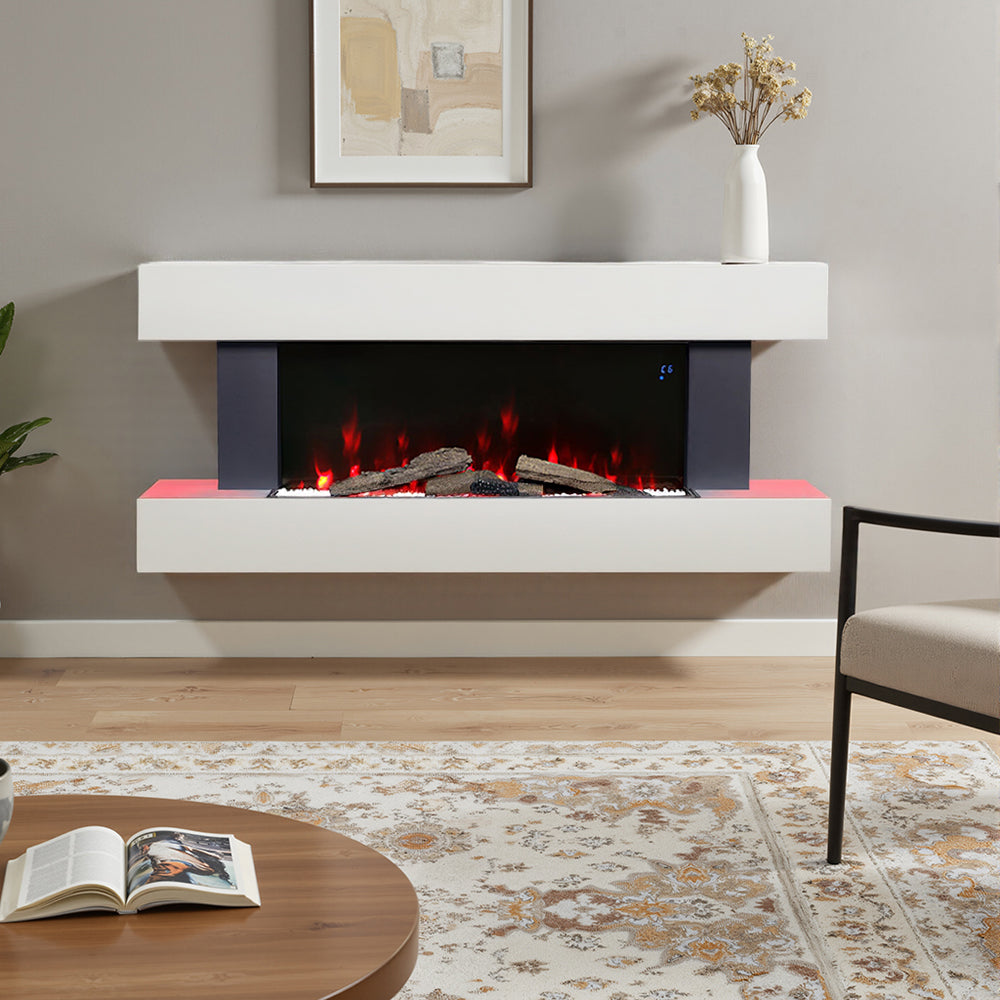 1000W/2000W Wall Mounted/Freestanding Electric Fireplace with Mantel 3
