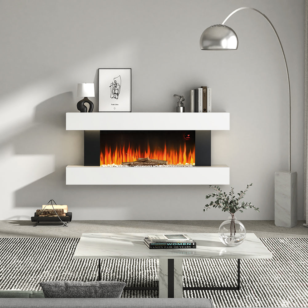 1000W/2000W Wall Mounted/Freestanding Electric Fireplace with Mantel 4