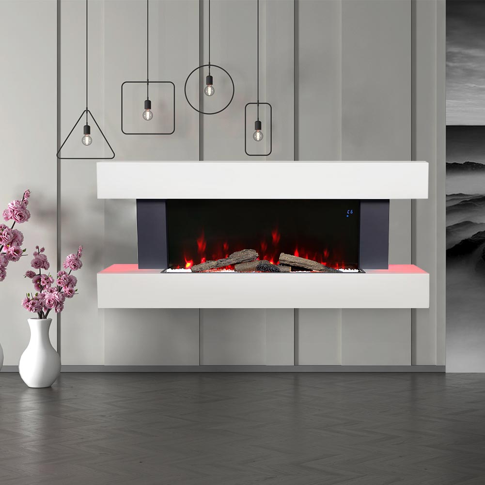 1000W/2000W Wall Mounted/Freestanding Electric Fireplace with Mantel 5