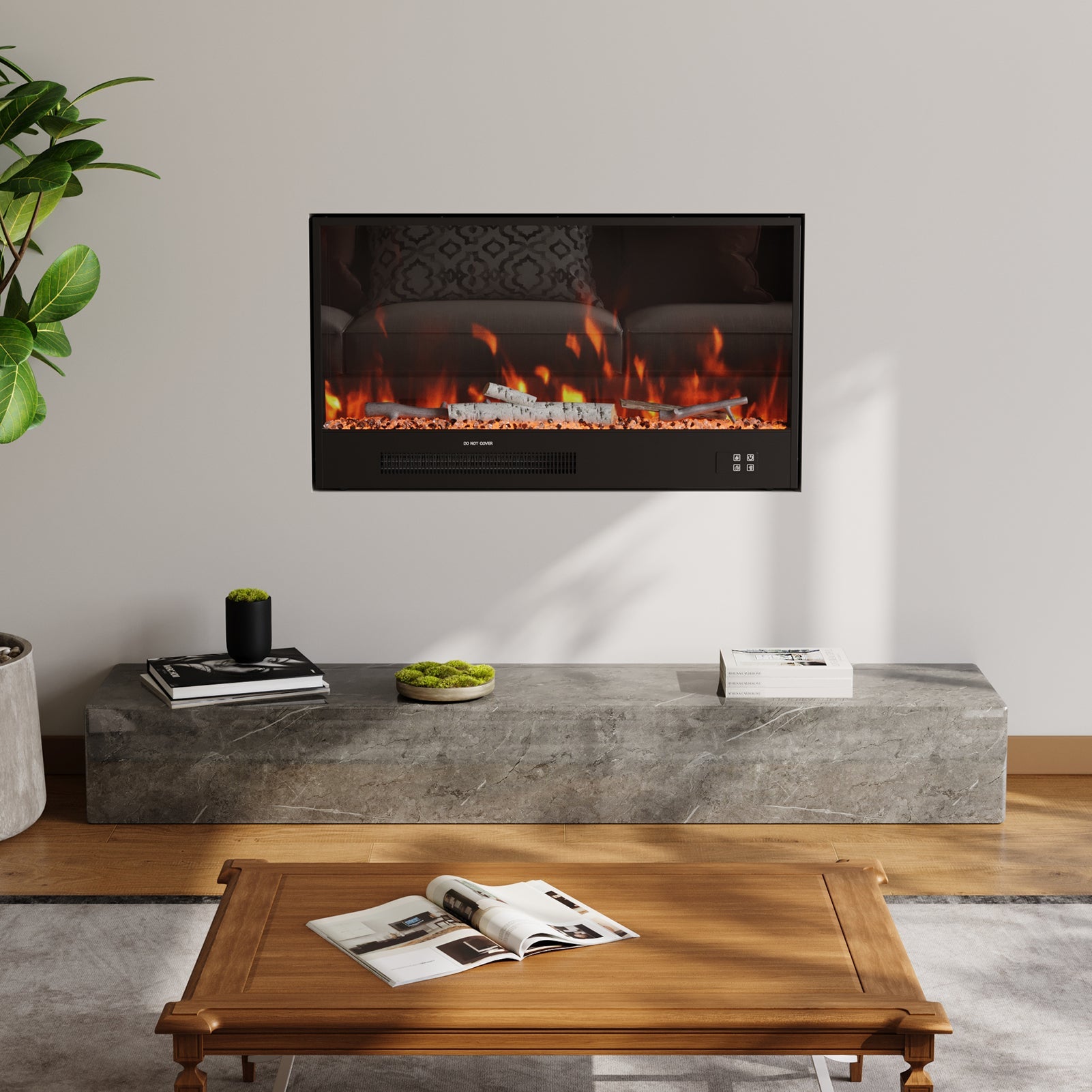 32 Inch Recessed Electric Fireplace with Remote Control 0
