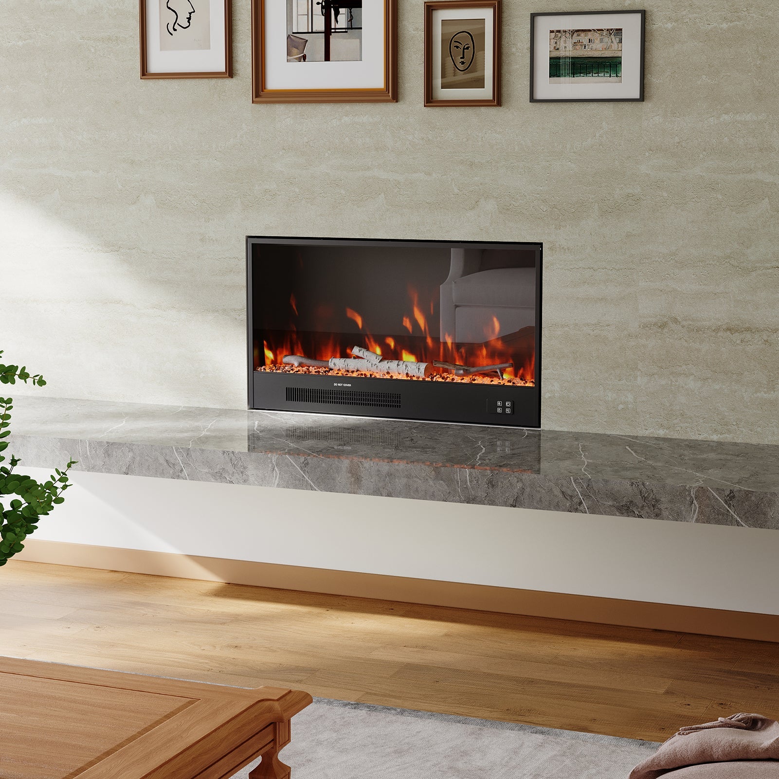 32 Inch Recessed Electric Fireplace with Remote Control 2