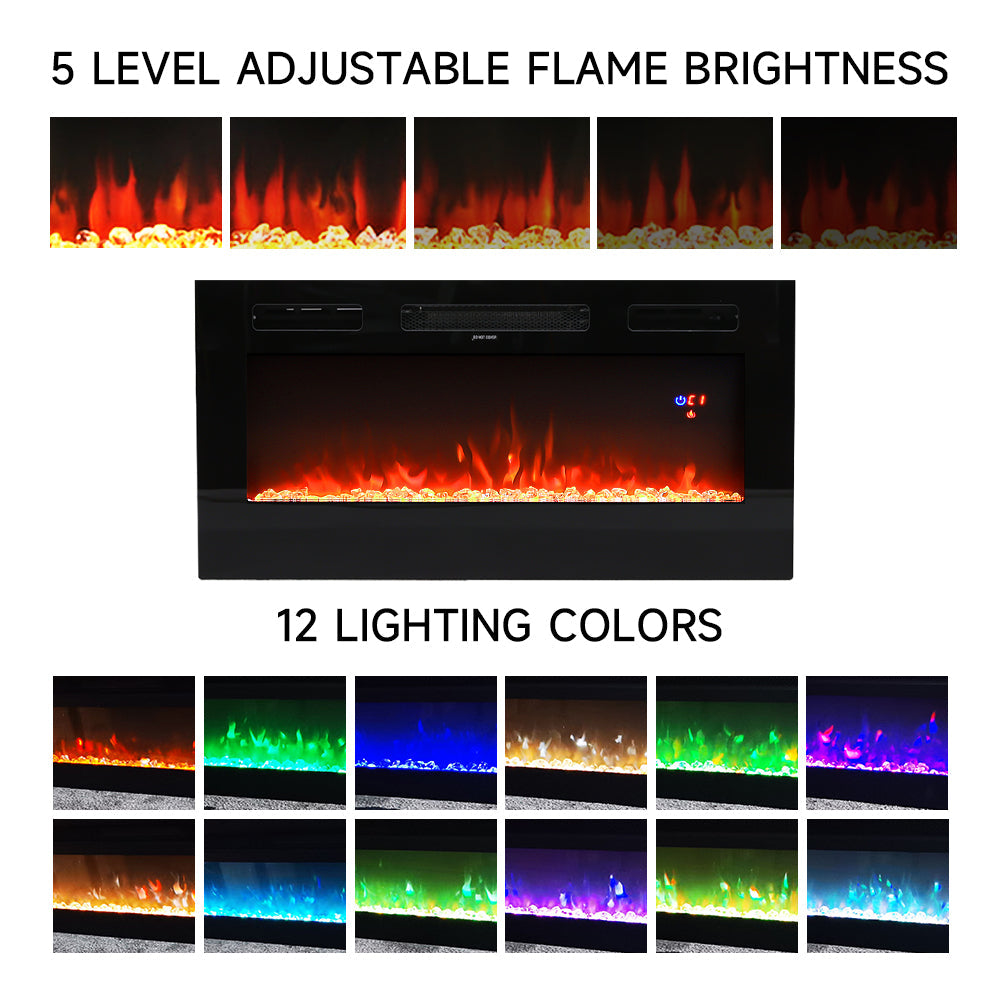 36 Inch Modern Recessed Electric Fireplace(without cabinet) 2