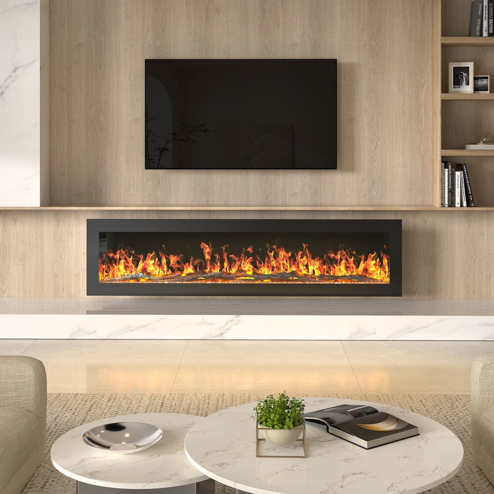 40/50/60 Inch Best Modern LED Electric Fireplace Heater Wall-mounted with Tempered Glass & Remote and 9 Flame Colours 4