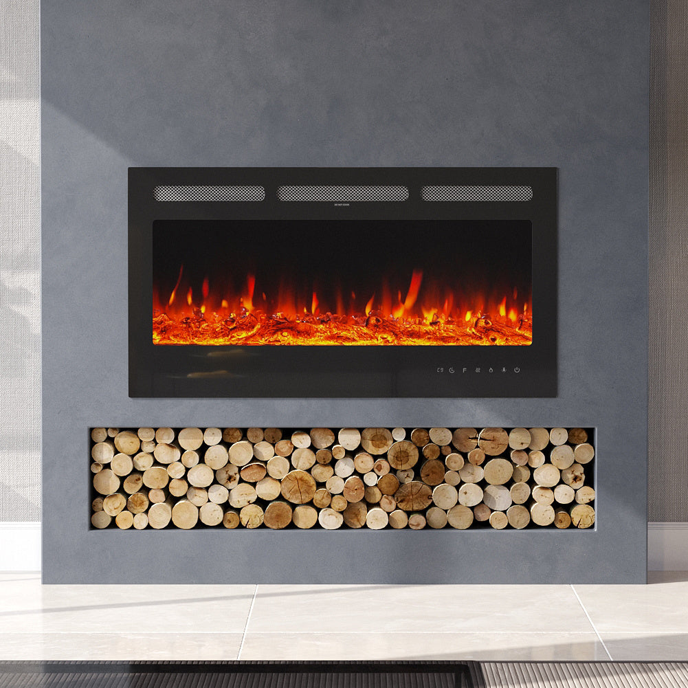 40 Inch Insert/Wall Mounted Electric Fireplace with Crystal Decor and Remote Control 2