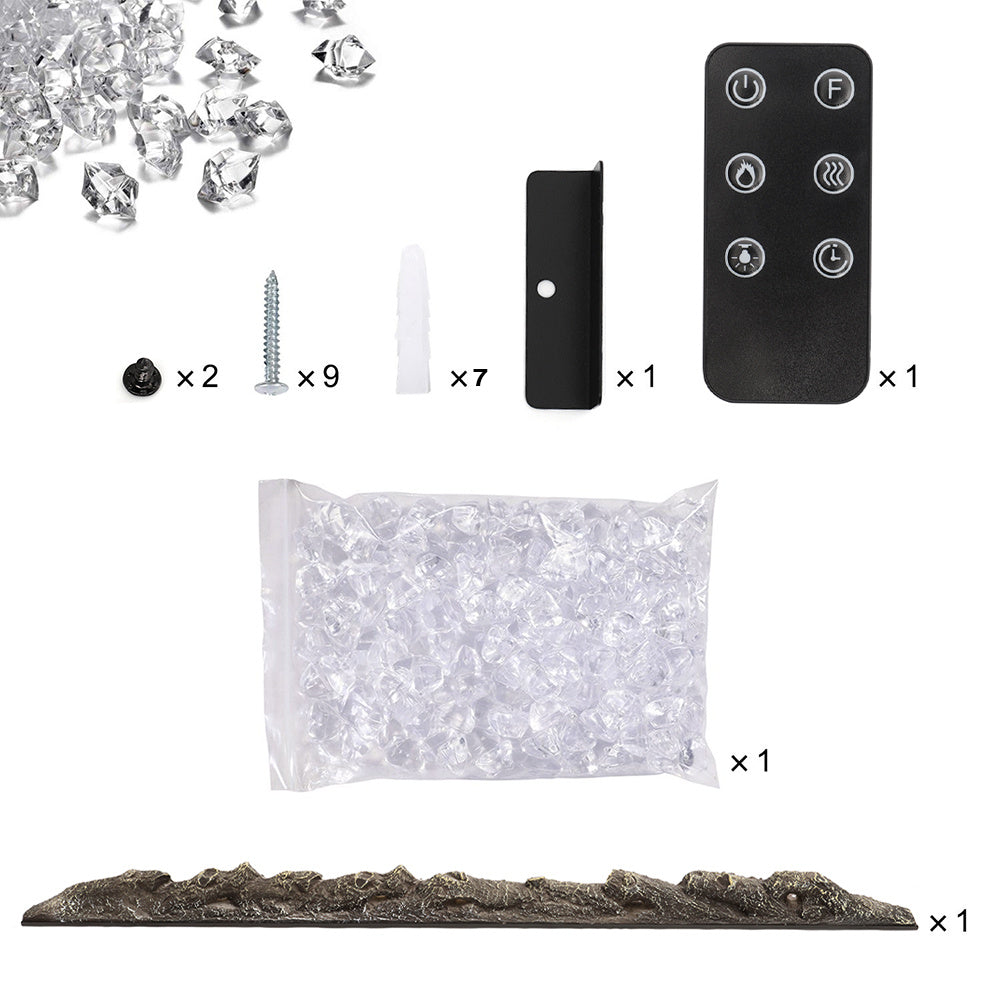 40 Inch Insert/Wall Mounted Electric Fireplace with Crystal Decor and Remote Control 4