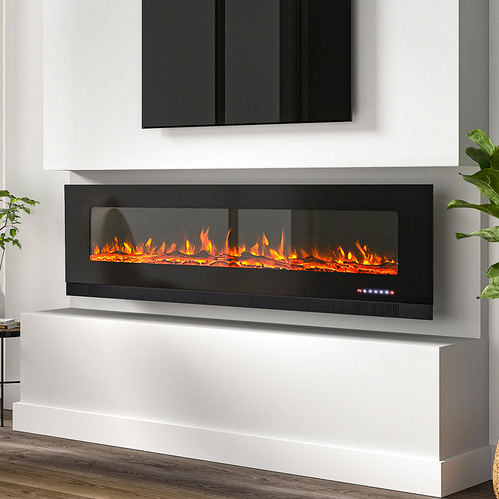 50/60/72 Inch Best Modern LED Electric Fireplace Inserts with Colour and Brightness Setting Wall Mounted 4