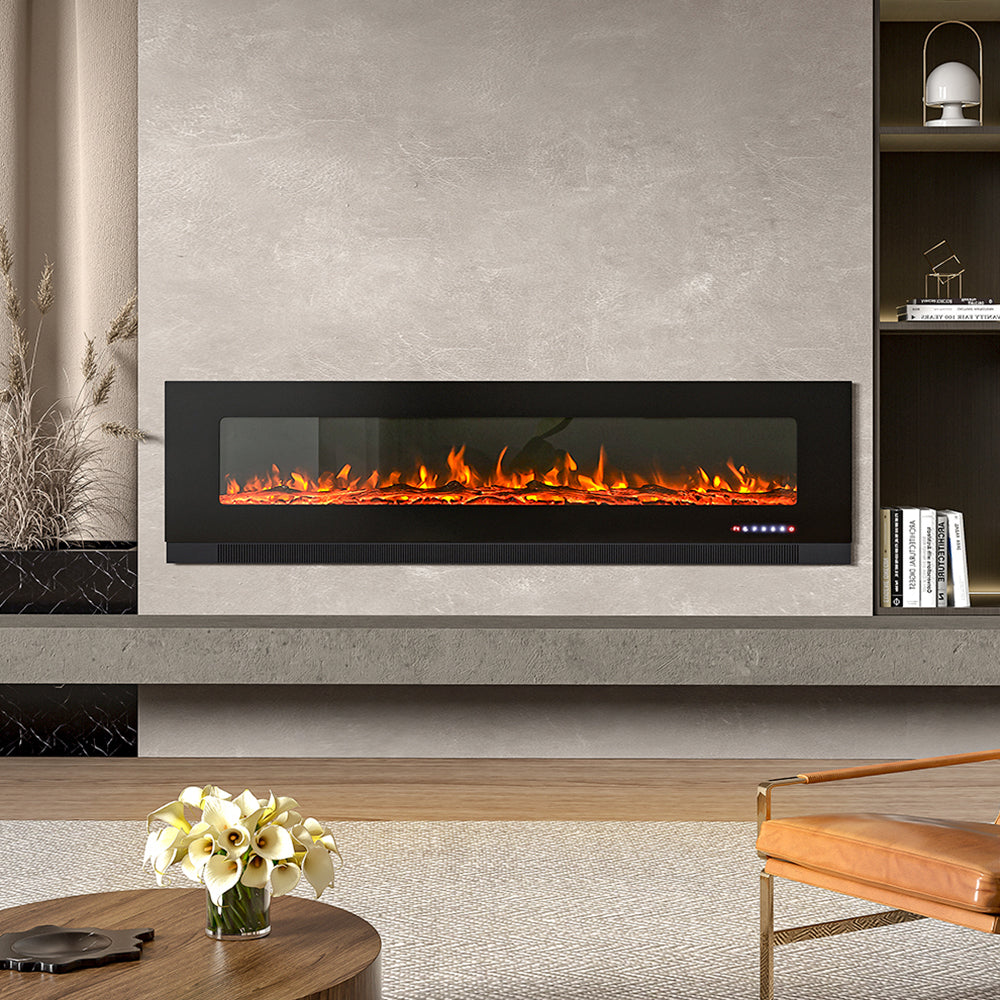 50/60/72 Inch Best Modern LED Electric Fireplace Inserts with Colour and Brightness Setting Wall Mounted 5