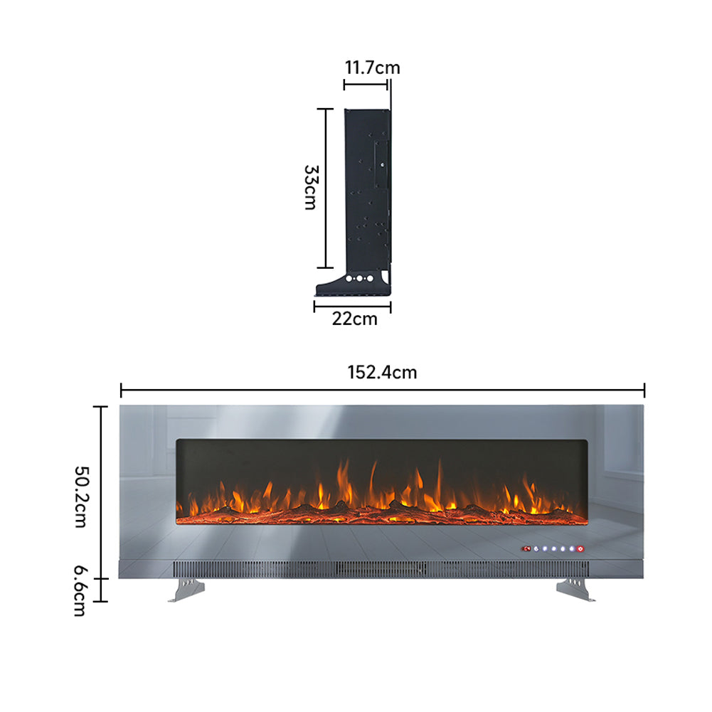 50/60/72 Inch Best Modern LED Electric Fireplace Inserts with Colour and Brightness Setting Wall Mounted 9