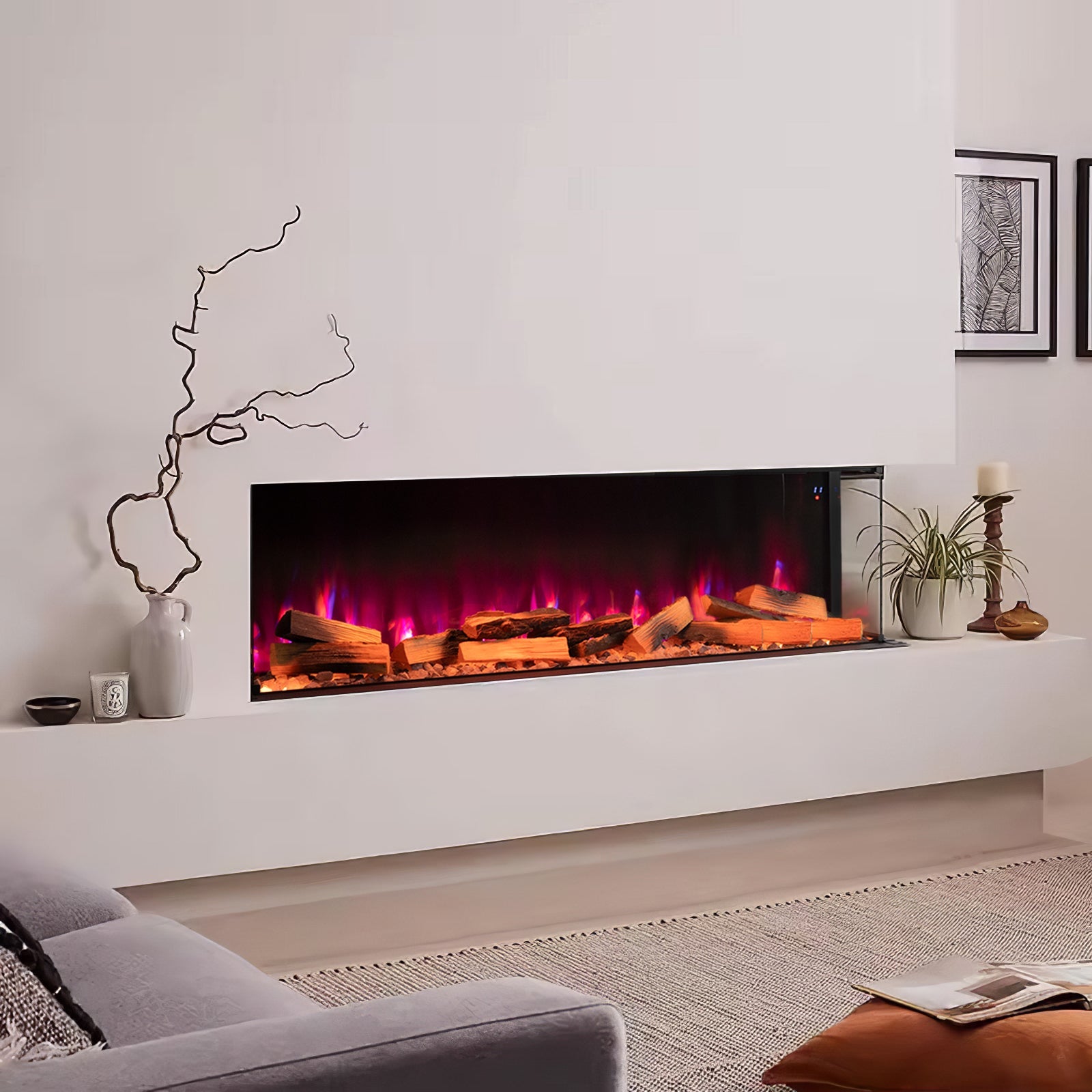 50/60 Inch 3-Sided Modern Smart Electric Fireplace with Remote Control 3