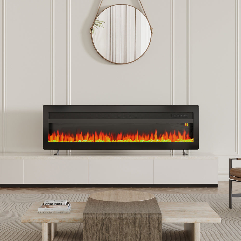 50 Inch Best Modern LED Electric Fireplace Heater Inserts with Tempered Glass & Remote and Adjustable Flames 1