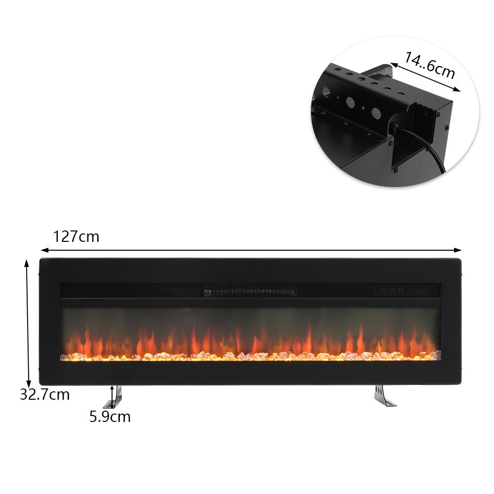 50 Inch Best Modern LED Electric Fireplace Heater Inserts with Tempered Glass & Remote and Adjustable Flames 3
