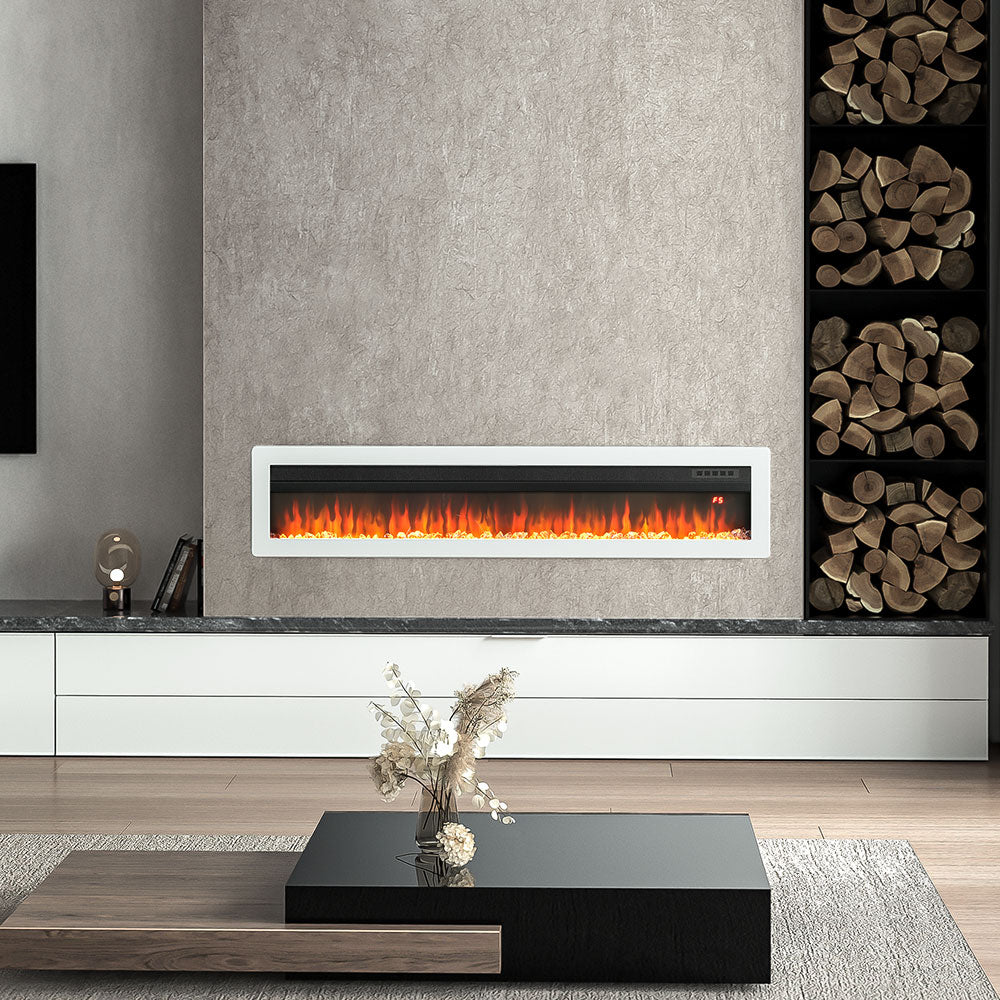 50 Inch Best Modern LED Electric Fireplace Heater Inserts with Tempered Glass & Remote and Adjustable Flames 4
