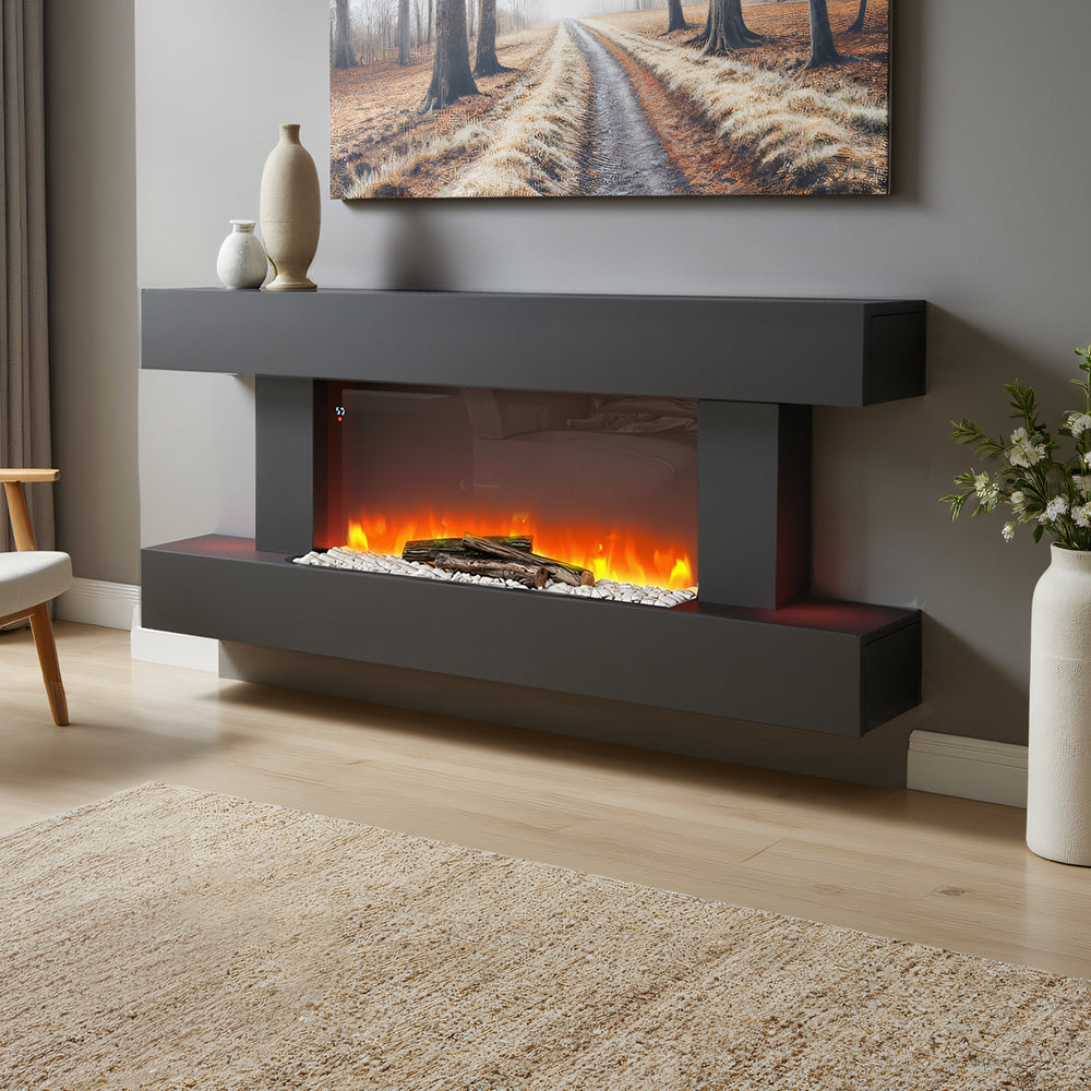 52inch Wall Mounted Led Electric Fireplace with Remote Control 2