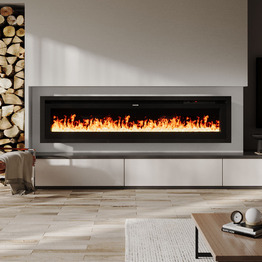 60 Inch Electrical Fireplace with Remote & Safety Features 0
