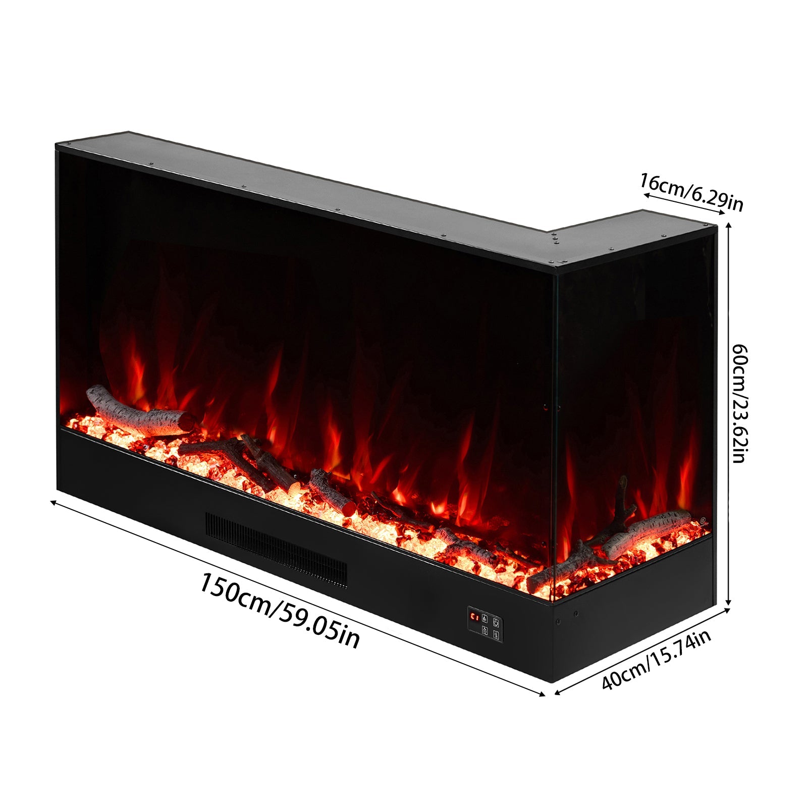 60 Inch Modern Recessed Electric Fireplace with Remote 7