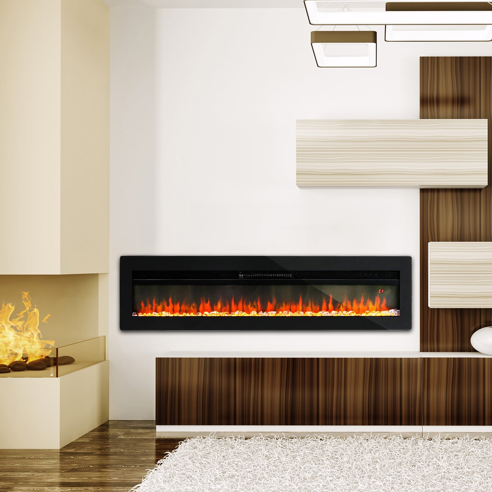 60 Inch Wall Mounted/Freestanding Electric Fireplace 5