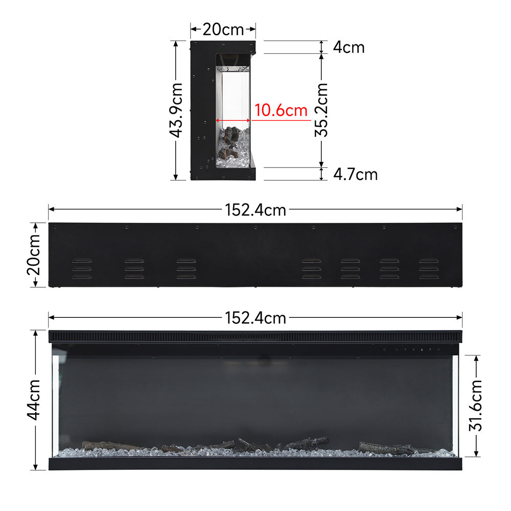 60inch Recessed and Freestanding Electric Fireplace with Remote Control 7