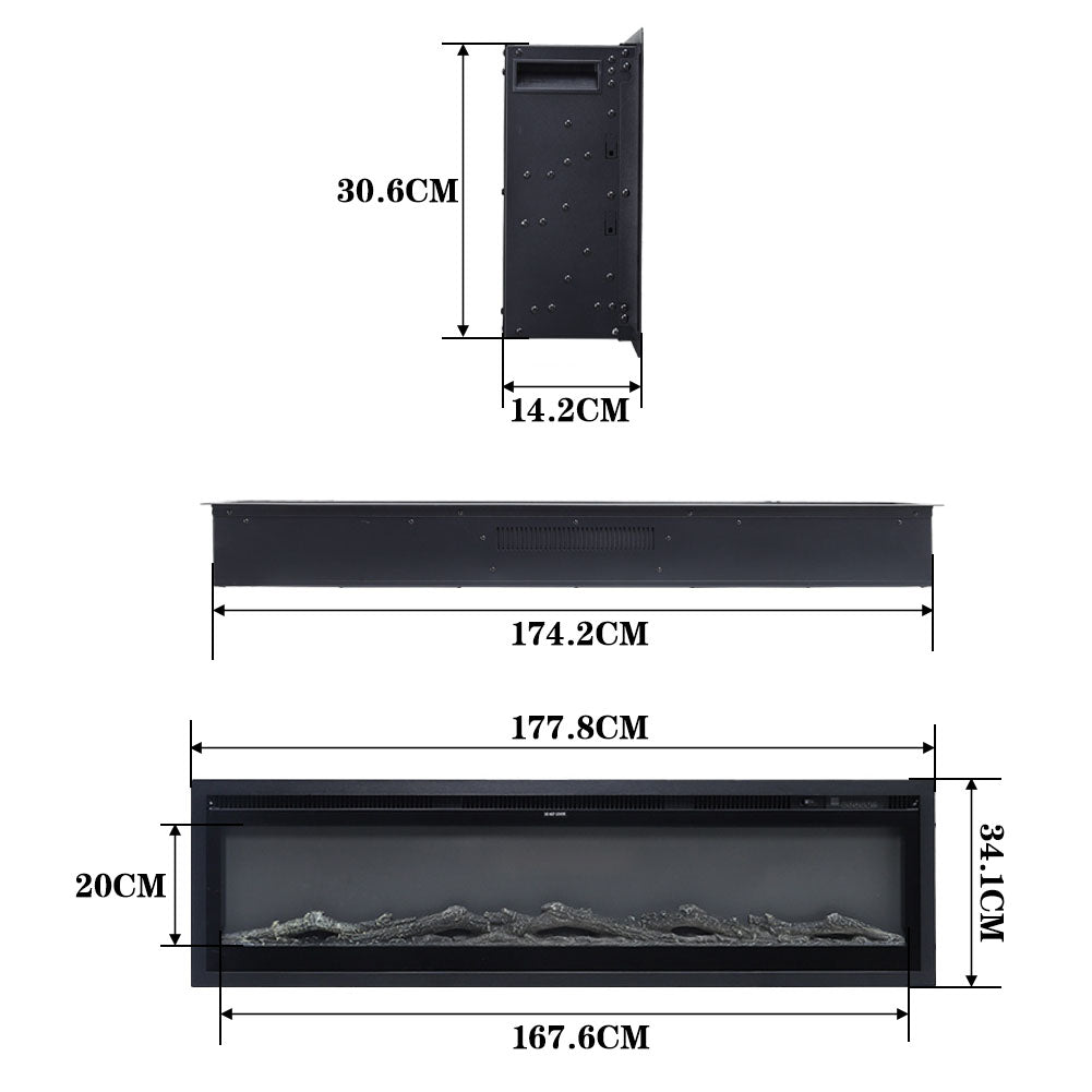70/80 Inch Recessed & Wall Mounted & Freestanding LED Electric Fireplace with 12 Flame Colours 0