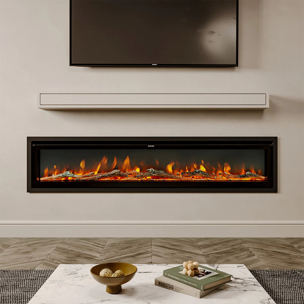 70/80 Inch Recessed & Wall Mounted & Freestanding LED Electric Fireplace with 12 Flame Colours 3