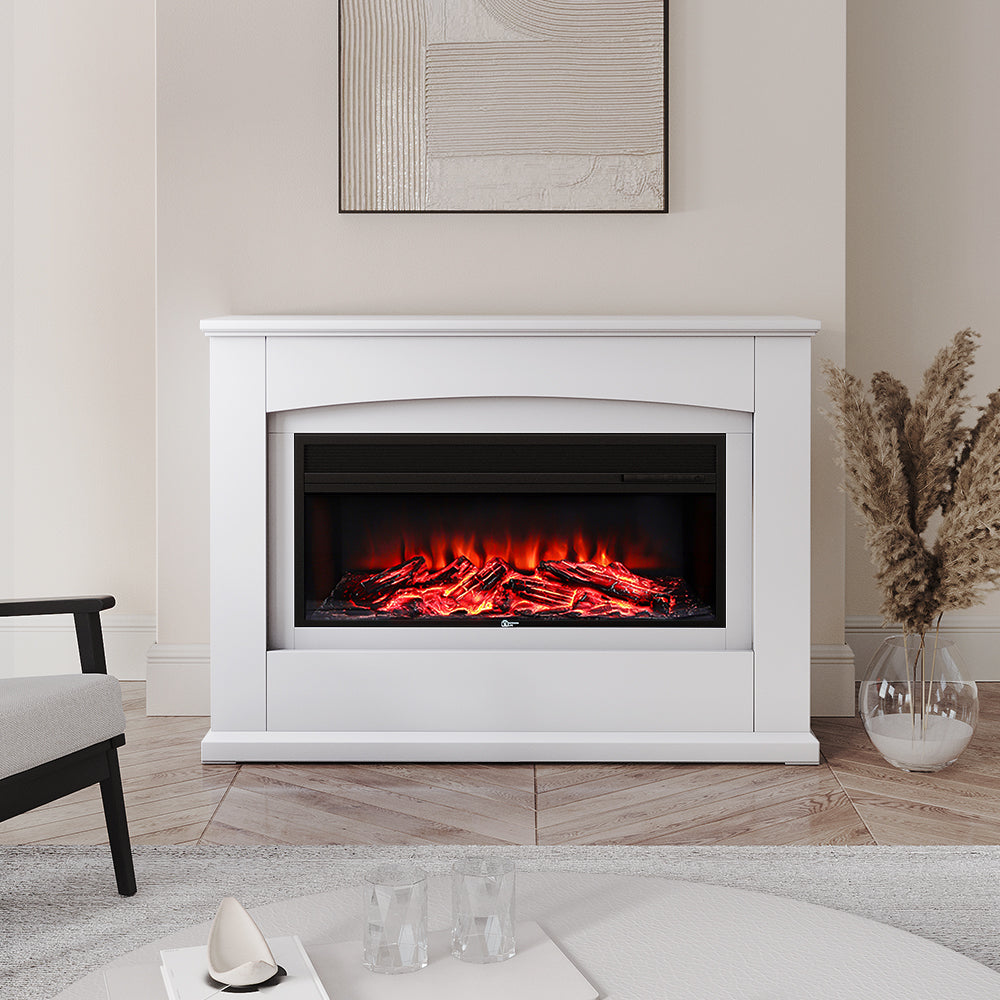Best Modern LED Electric Fireplace Heater Inserts with White Wooden Mantel 0