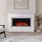 Best Modern LED Electric Fireplace Heater Inserts with White Wooden Mantel 0