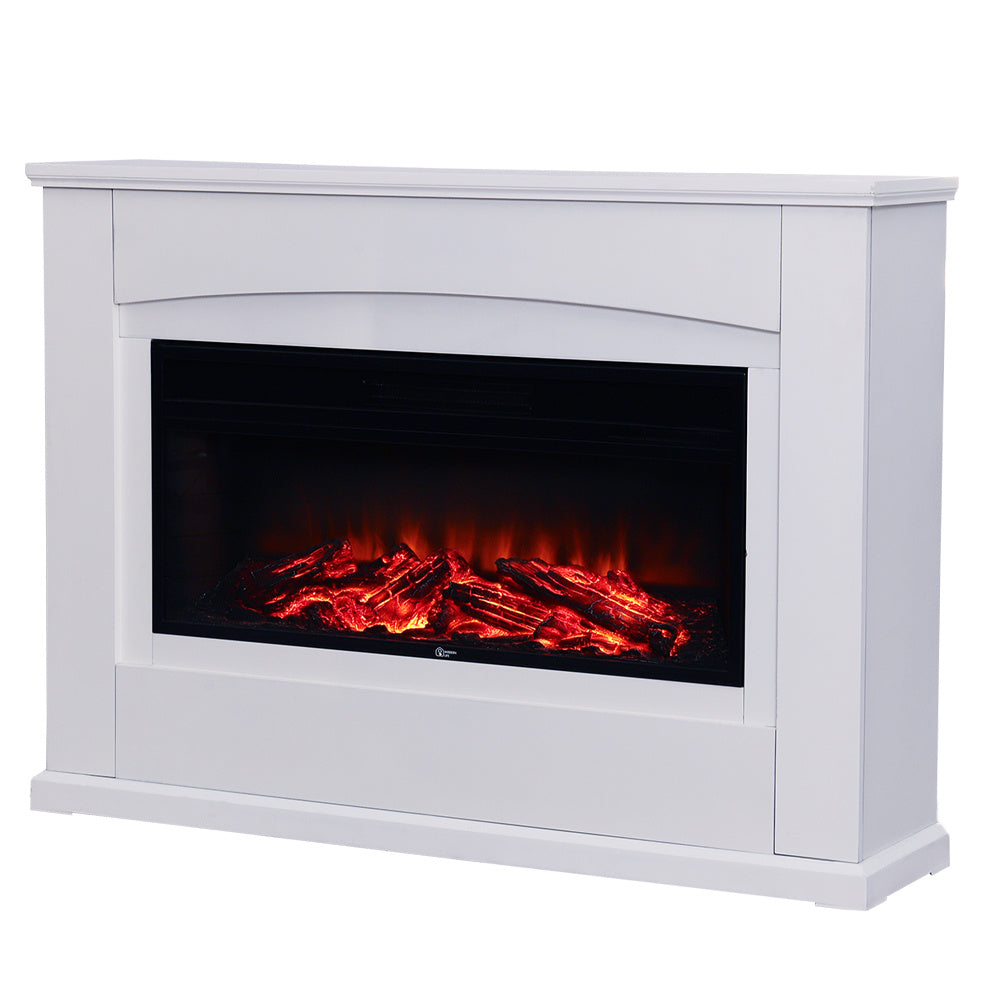 Best Modern LED Electric Fireplace Heater Inserts with White Wooden Mantel 1