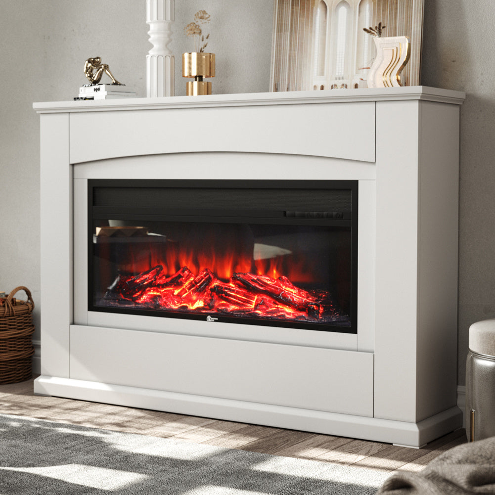 Best Modern LED Electric Fireplace Heater Inserts with White Wooden Mantel 2