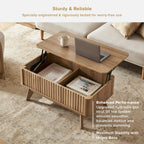 Sen fluted lift-top coffee table in Golden Oak-effect finish — MOKURRA