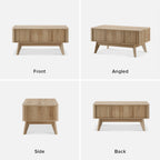 Sen fluted lift-top coffee table in Golden Oak-effect finish — MOKURRA
