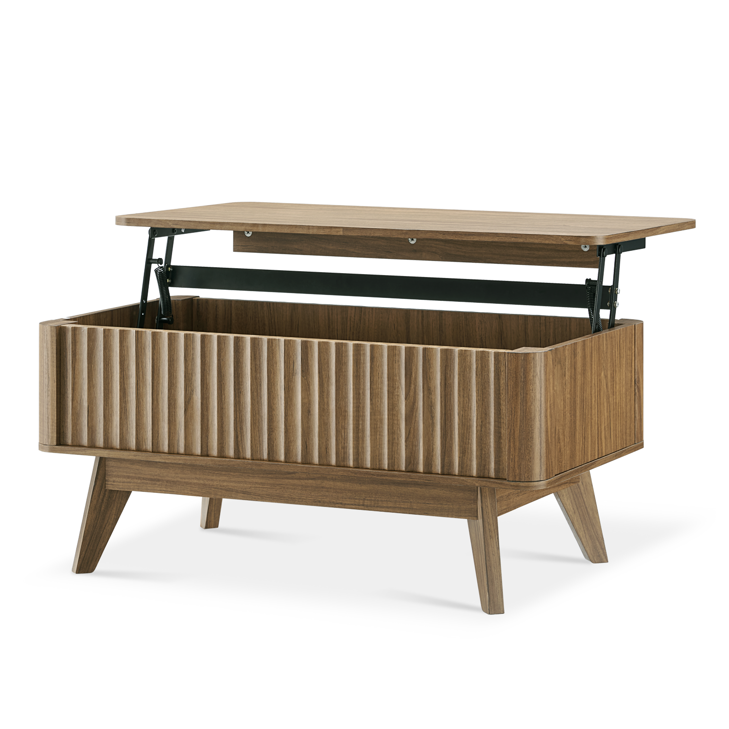 Sen fluted lift-top coffee table in Walnut-effect finish — MOKURRA