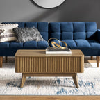 Sen fluted lift-top coffee table in Walnut-effect finish — MOKURRA