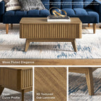Sen fluted lift-top coffee table in Walnut-effect finish — MOKURRA