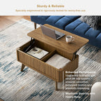 Sen fluted lift-top coffee table in Walnut-effect finish — MOKURRA