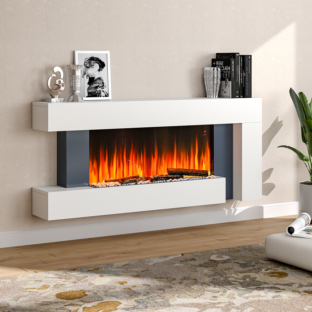C-Framed Freestanding Electric Fireplace with Adjustable Flame Brightness 0