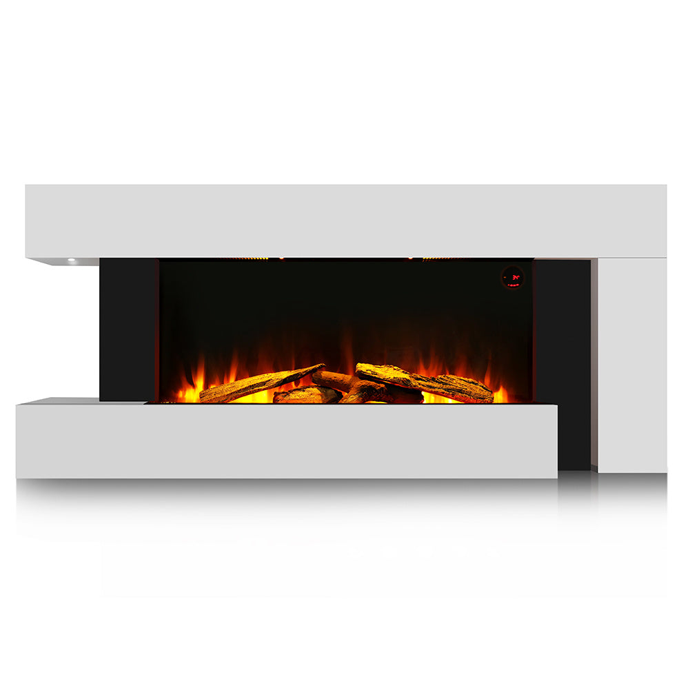 C-Framed Freestanding Electric Fireplace with Adjustable Flame Brightness 1
