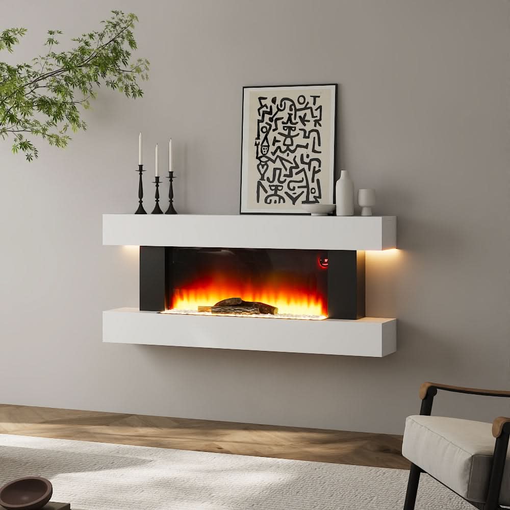 Contemporary Wall-Mounted/ Freestanding Electric Fireplace with Remote Control 0